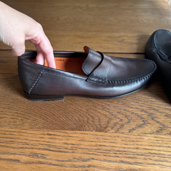 Santoni‎ Dark Brown Leather Loafers Made in Italy - Picture 14 of 16